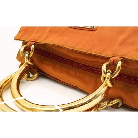 Prada Orange Re-edition 2000 Satchel with Gold Metal Handles - Picture 10 of 10